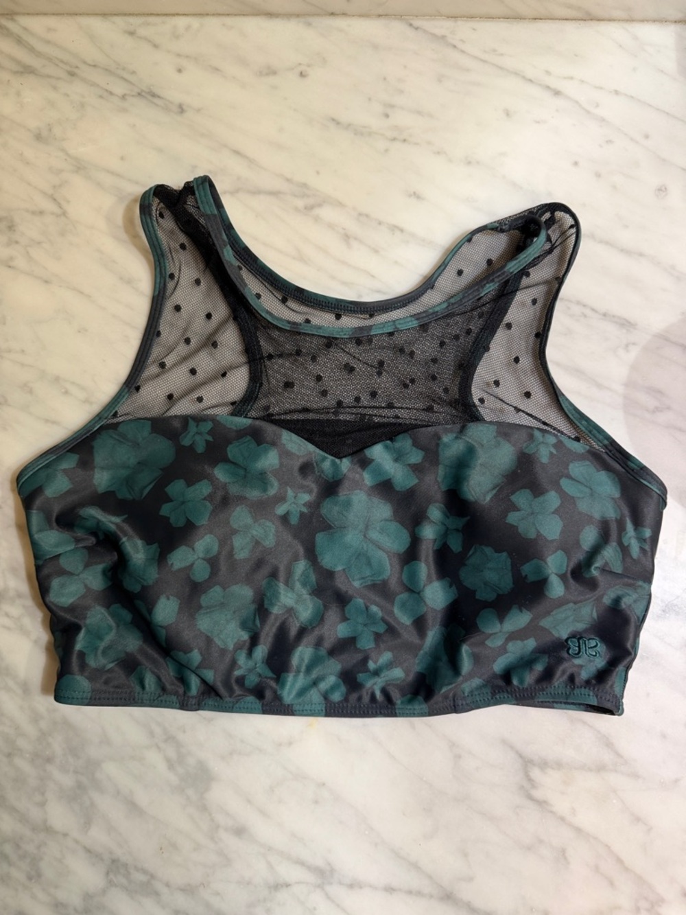 Albion Teal Floral Mesh-Accent One-Piece Swimsuit - Picture 2 of 7